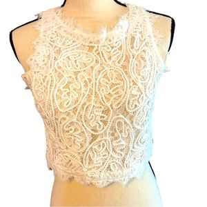 Womens Sans Souci White Lace Medium sleevless top